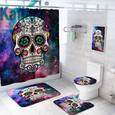 Manufacturers Supply 3D Digital Printing Halloween Shower Curtain Skull Ghost Printing Waterproof Shower Curtain