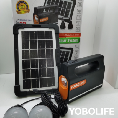 Yobolife Small Solar Power System Solar Flashlight Outdoor Lighting 2 Bulbs Lighting One Drag Five Lines