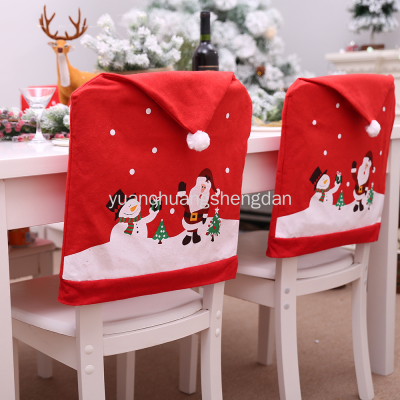 New Christmas New Non-Woven Chari Slipover Cartoon Old Man Snowman Chair Cover Christmas Large Hat