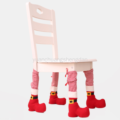 Popular Christmas Decoration Supplies Table Leg Mat Home Dress up Dining-Table Chair Protective Cover Stool Leg Christmas Chair Cover