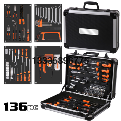 136-Piece Combination Tool Set Suit Toolbox Tool Trolley Case Aluminum Alloy Tool Combination