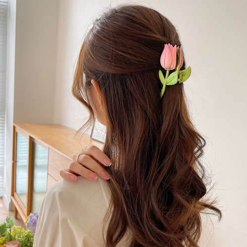 new tulip grip summer new online celebrity high sense hair grip back of head korean temperament hair accessories female summer