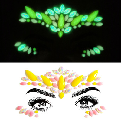 New Luminous Resin Diamond Sticker Stage Concert Luminous Face Pasters Amazon Tattoo Sticker