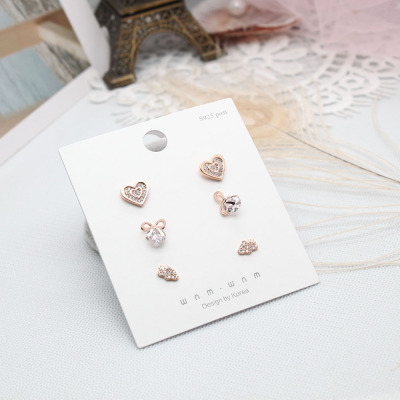 [3 Pairs] Korean Simple Temperamental Earrings Week Wearing Earrings Female Students Hot-Selling Earrings Suit Three Pairs Earrings