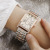 Foreign Trade Fashion Bangle Watch Student Women's Square Head Diamond-Embedded Watch Alloy Steel Belt Watch Luminous Quartz Watch