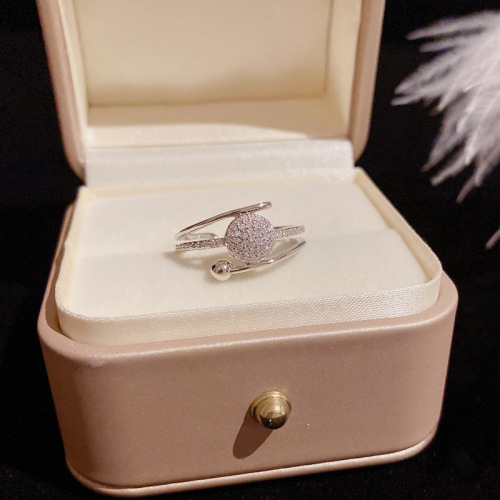 real gold plating copper inlaid zircon open adjustable ring female niche design simple food finger ring internet celebrity ring