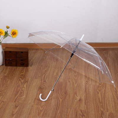 Creative Fresh Long Handle Transparent Umbrella Color Straight Rod Transparent Umbrella Automatic Wholesale Logo Advertising Gift Umbrella