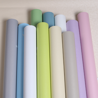 Wallpaper self adhesive bedroom warm PVC simple solid color wallpaper waterproof and moisture-proof