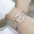 Foreign Trade Fashion Bangle Watch Student Women's Square Head Diamond-Embedded Watch Alloy Steel Belt Watch Luminous Quartz Watch