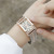 Foreign Trade Fashion Bangle Watch Student Women's Square Head Diamond-Embedded Watch Alloy Steel Belt Watch Luminous Quartz Watch