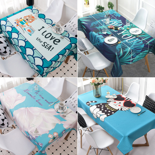 tablecloth waterproof anti-scald tea table cloth nordic rectangular printed dining table cloth tablecloth ins style cover cloth