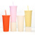 New Modern Minimalist Water Cup Internet Celebrity Frosted Cartoon Portable 650ml Double-Layer Cup with Straw Spot Stock