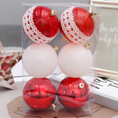 Factory Direct Sales 6 CM6/Box Lace Ball Mixed Set Christmas Ball Christmas Tree Decoration