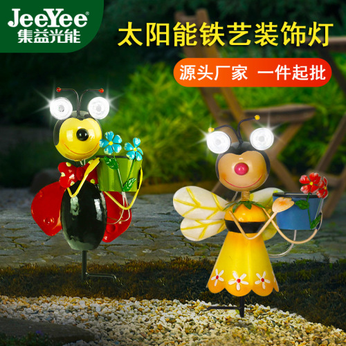 foreign trade dedicated solar animal lamp outdoor courtyard garden landscape bee ladybug iron lawn ground lamp