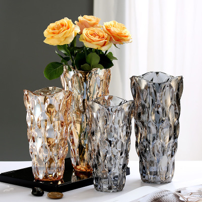 Crystal Glass Vase American Light Luxury Bohemian Living Room and Sample Room Hotel Flower Arrangement Decoration Ware Decoration