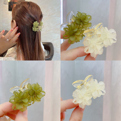 Grip Women's TikTok Same Style Fresh Green Small Barrettes Super Fairy Hyacinth Flower Cherry Grip Hair Accessories for Women