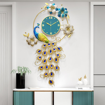 Lioele Les Clock Peacock Wall Clock Living Room Simple Fashion Decorative Atmospheric Art Light Luxury Quartz Clock Wall Clock