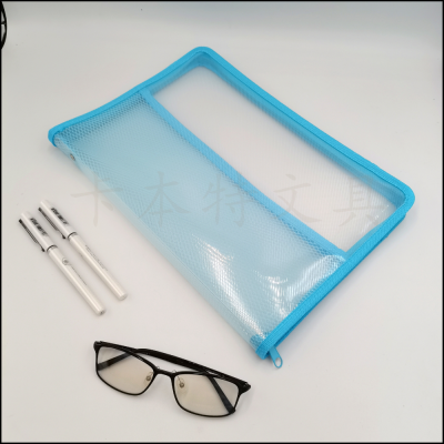 A4 Transparent File Bag with Zipper Office Data Packet Folder Factory Direct Sales Mixed Color Edge Classification Storage Bag