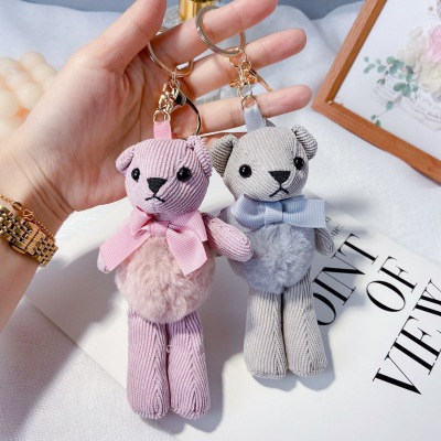 Cute Plush Corduroy Bear Keychain Creative Doll Cartoon Bag Pendant Key Chain Ornament