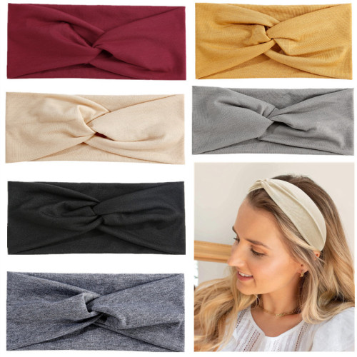 Amazon Candy Color Cross Hair Band Sport Headband for Women Yoga Sweat-Absorbing Elastic Turban Headband Fashion Headdress