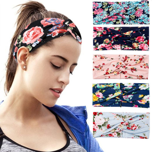 European and American Hair Accessories Ladies New Cross Pattern Hair Band Girls Face Wash Makeup Sports Yoga Sweat-Absorbing Hair Band Headband