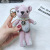 New Cute Pearl Chain Bear Keychain Diamond Bag Package Pendant Siamese Car Ornament Doll Factory Wholesale