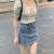 Irregular American Women's High Waist Denim Half-Length Short Culottes Female Hot Girl New Anti-Exposure A- line Hip-Wrapped Skirt