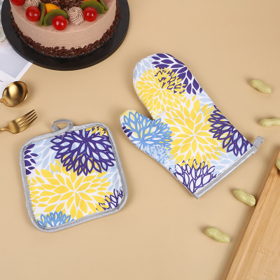 Japanese Style Fashion Appearance Thickened Design Heat-Resistant Insulation Gloves Placemat Set Convenient Storage Heat-Resistant Gloves