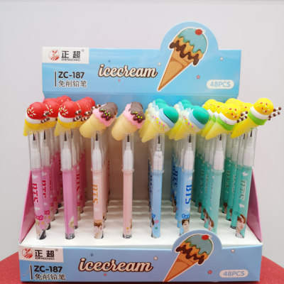 Creative Cartoon Cute Ice Cream Cone Bullet Pen Pencil Student Writing Stationery Foreign Trade Wholesale
