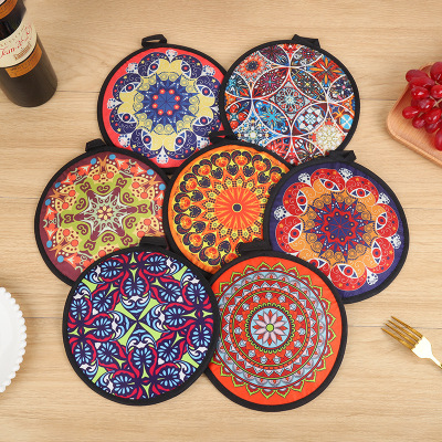 Internet Celebrity Bohemian Style Fashion Printing round Thickened Design Color Appearance Heat Insulation High Temperature Resistant Table Mat Cup Mat