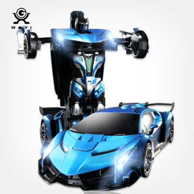 Factory direct sale deformation robot car watch remote control car Radio control transformed car toys robot with music