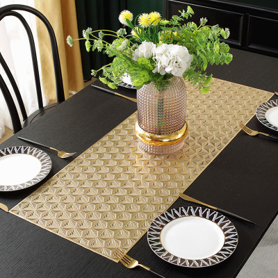 Yijia PVC Dining Table Cushion Gilding Hexagonal Angle Scarf Table Runner Heat Proof Mat Light Luxury Cross-Border Disposable Pcemat