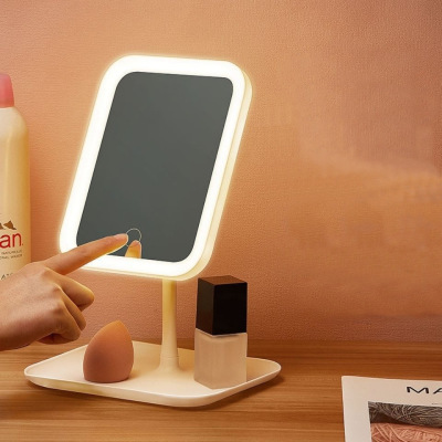 Foldable and Portable Square Storage Led with Light Simple Fill Light Mirror Internet Celebrity Mirror Makeup Mirror