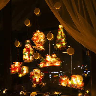 New Christmas Decoration Light Window Suction Lamp Santa Snowman Modeling Lamp Christmas Gift Color Lamp Holiday Lamp