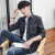 Casual Denim Shirt Hong Kong Style Fashion Men's Youth Slim-Fit Long-Sleeved Shirt Trendy All-Matching Student Clothes Double Bag Clothes