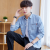 Casual Denim Shirt Hong Kong Style Fashion Men's Youth Slim-Fit Long-Sleeved Shirt Trendy All-Matching Student Clothes Double Bag Clothes