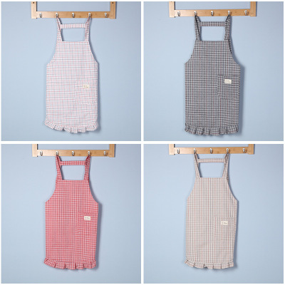 Fashion Korean Apron Cooking Work Clothes Cute Kitchen Waterproof Anti-Pollution Cotton Linen Apron Couple Apron Wholesale