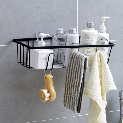 T Bathroom Strong Adhesive Holder Hotel Home Bathroom Hanging Basket Punch-Free Iron Sundries Storage Rack