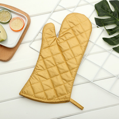 Polyester Cotton Painted Gold Oven Gloves Thickened and Anti-Scald High Temperature Resistant Thermal Insulation Gloves Advertising Appliances Lengthened Gloves