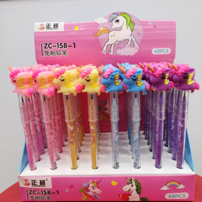 Unicorn Pony Silicone Cartoon Pencil Bullet Pen Creative Cartoon Stationery Wholesale