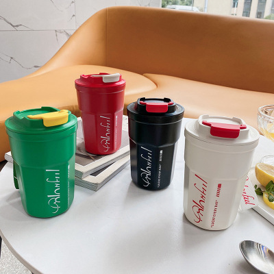 Coffee Thermos Cup European Light Luxury Tumbler Stainless Steel Portable Convenient Cup Small Essence Net Red Coffee Cup