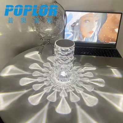 Led Crystal Water Drop Table Lamp USB Charging Bedside Lamp Tri-Color/RGB Touch Dimming Bedroom Atmosphere Table Lamp