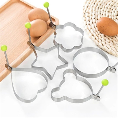 Stainless Steel Omelette Maker Creative Kitchen Steaming Poached Egg Heart-Shaped Abrasive Tool Fried Egg Model Love Bento Mold