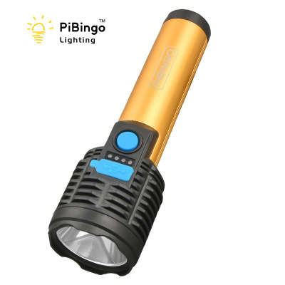 Aluminum Alloy Shell Strong Light Flashlight Tube with Cob Sidelight Rechargeable Power Display Flashlight