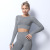 New Cross-Border European and American Seamless Knitted Yoga Clothes High Elasticity Simple Solid Color Fitness Clothes Sports Long-Sleeved Top Women