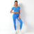 2022 New Thread Yoga Suit European and American Ins Seamless Knitted Workout Short Sleeve Trousers Yoga Suit