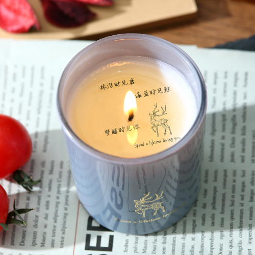 tibetan word aromatherapy candle creative smoke-free gift soy fragrance candle glass factory wholesale home decoration