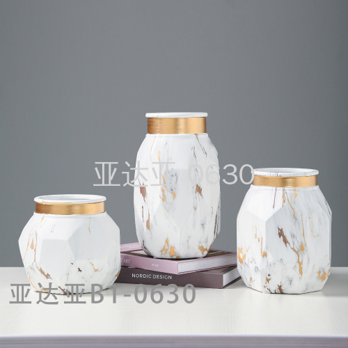light luxury marble water transfer printing ceramic vase crafts decoration porcelain craft illustrator