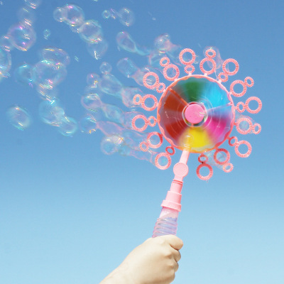 Windmill Bubble Machine Children's Toys Wholesale Outdoor New Bubble Blowing Colorful Cartoon Cyber Celebrity Bubble Wand Stall