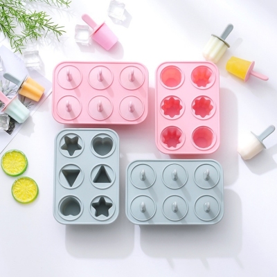 Simple Handmade Homemade Diy6 Even Silicone Ice Cream Ice Candy Ice-Cream Mould Ice Maker Popsicle Mold